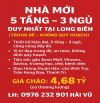 NHÀ MỚI 5 TẦNG – 3 NGỦ DUY NHẤT TẠI LONG BIÊN GIÁ DƯỚI 5 TỶ - THIẾT KẾ ĐẸP - Ô TÔ ĐỖ GẦN