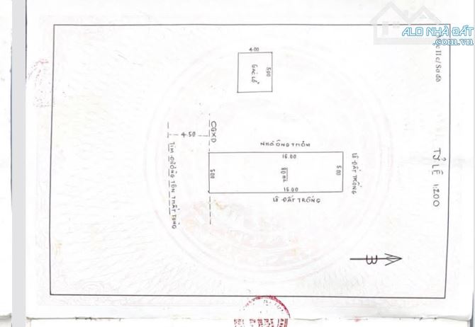 Bán nhà cấp 4 gác lỡ mặt tiền đg tôn thất tùng dt 5x16=80m2 giá 4ty490