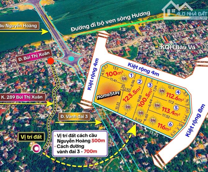🌟 Ra mắt khu phân lô kiệt 289 Bùi Thị Xuân – Vị trí đẹp gần Sông Hương & Cầu Nguyễn Hoàng