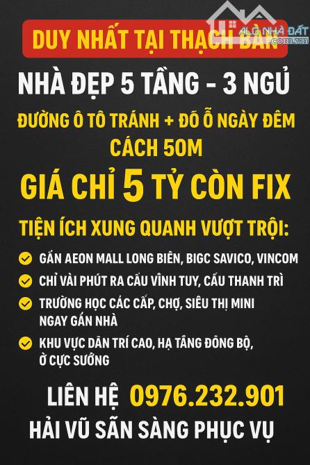 DUY NHẤT TẠI PHƯỜNG LB - 5 TẦNG - 3 NGỦ - Ô TÔ TRÁNH + BÃI Ô TÔ CÁCH 50M - 5 TỶ CÓ FIX