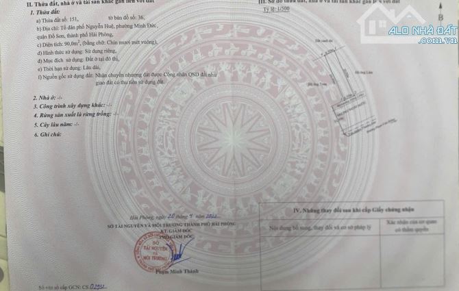 Bán đất TDP Nguyễn Huệ - Minh Đức - Đồ Sơn - Hải Phòng