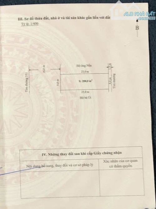 Bán đất mặt đường 351 tại An Dương 200m2 giá 41tr