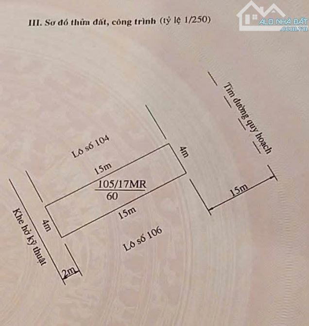 Bán lô đất 60m mặt đường đôi lô 17 lê hồng phong hải an . Diện tích 60m ngang 4m