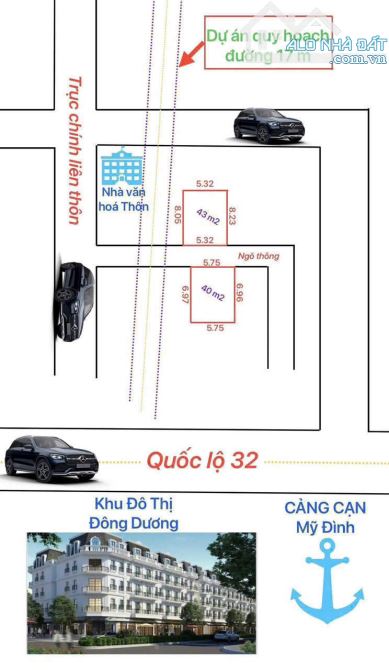 BÁN 2 LÔ ĐÂT THƯỢNG THỤY - ĐỨC THƯỢNG - HOÀI ĐỨC - 40m2 và 43m2 - 2