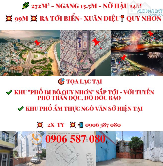 🎉272 m²-Mặt tiền ngang rộng 13.5m-Mặt tiền đường Trần Độc 🏖 99m-Ra tới biển Xuân Diệu - 2