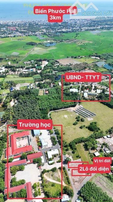 ✅ 2 LÔ liền kề ĐỐI DIỆN Trường TIỂU HỌC LONG MỸ - ra BIỂN PHƯỚC HẢI 3KM   Lô1: 343m2 - 10x - 4