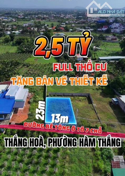 💥BÁN ĐẤT THỔ CƯ MẶT TIỀN ĐƯỜNG BÊ TÔNG XÃ HÀM THẮNG - TỈNH BÌNH THUẬN