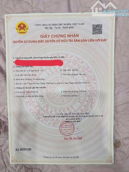 Bán đất 368/3 Nguyễn Văn Lượng, P.16, Gò Vấp: 8,8( Nở hậu: 13m) x 36, giá 45 tỷ