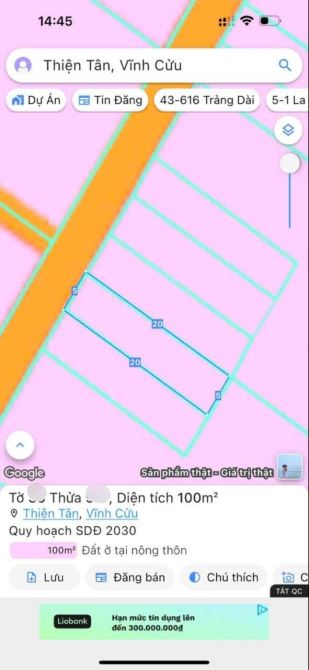Bán Lô Đất Riêng thổ cư 100% dt 5 x 20m Giá 1 tỷ 490tr, Thiện Tân Cũ, Gần UBND p Trảng Dài - 1