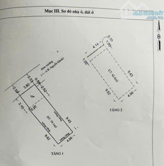 Bán nhà 2 tầng vuông vức đg Nguyễn Khoái, giá 5.8 tỷ (TL) - 1