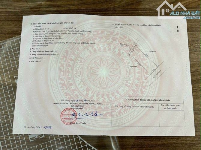 Chị chủ gửi bán lô đất thôn 7 - Hoà Bình . Gần dự án Vlasta Thuỷ Nguyên - 2