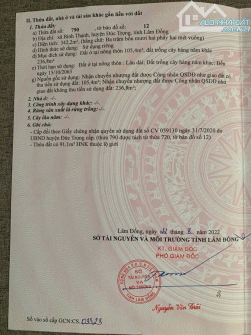 ❌❌BÁN GẤP ĐẤT NGỘP – Bình Thạnh, Lâm Đồng ✅Mặt tiền QL27 – Cách sân bay chỉ 12km Dt: 7×50m - 3
