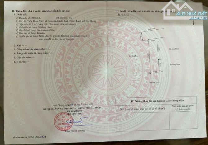 Bán đất Đoan Xá 2 - Đoàn Xá - Kiến Thụy - Hải Phòng