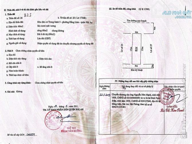 Bán 60m ĐẤT MẶT ĐƯỜNG TÂY TRUNG HÀNH quận Hải An