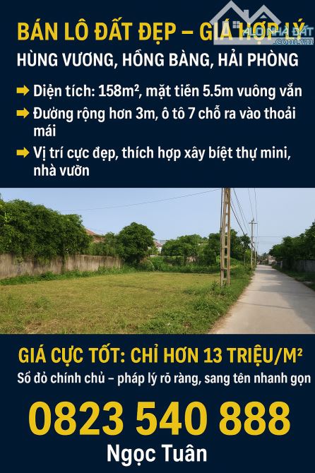 Bán đất Hùng Vương, Hồng Bàng ô tô đỗ cửa chỉ hơn 13tr/m