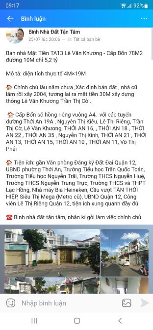 Bán nhà Mặt Tiền TA13 Lê Văn Khương - Cấp Bốn 78M2 đường 10M giá mới 4,5 tỷ