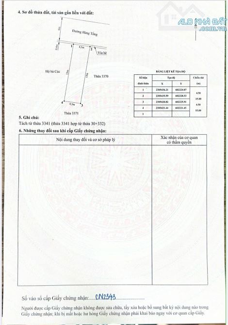 🍀Bán lô đất mặt đường Hàng Tổng, Đằng Hải, Hải An, Hải Phòng  - Dtmb: 67,4m2, (4,5 x 15m)