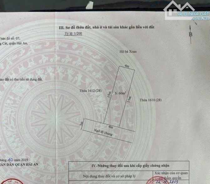 🍀Bán lô đất mặt ngõ thông 172 Cát Linh, Tràng Cát, Hải An, Hải Phòng - Dtmb: 60m2, mặt ti
