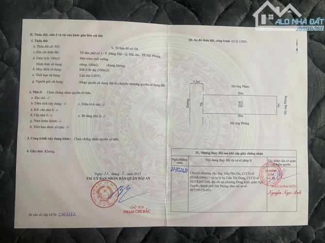 Bán đất mặt ngõ 455 Đằng Hải- Hải An - Hải Phòng