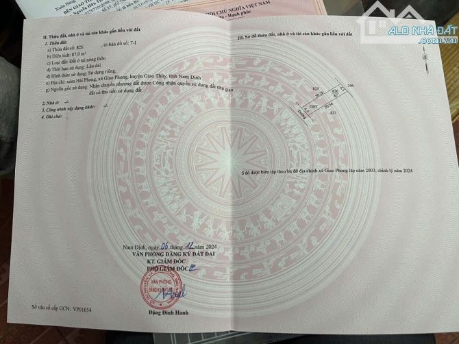 Bán gấp lô đất biển Giao Phong Quất Lâm 87m2 đường ô tô view biển chỉ hơn 1 tỷ