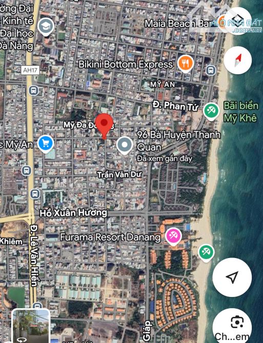 BÁN ĐẤT MẶT TIỀN BÀ HUYỆN THANH QUAN - 373m2 NGANG 10M , CÁCH BIỂN MỸ KHÊ 2 PHÚT ĐI BỘ