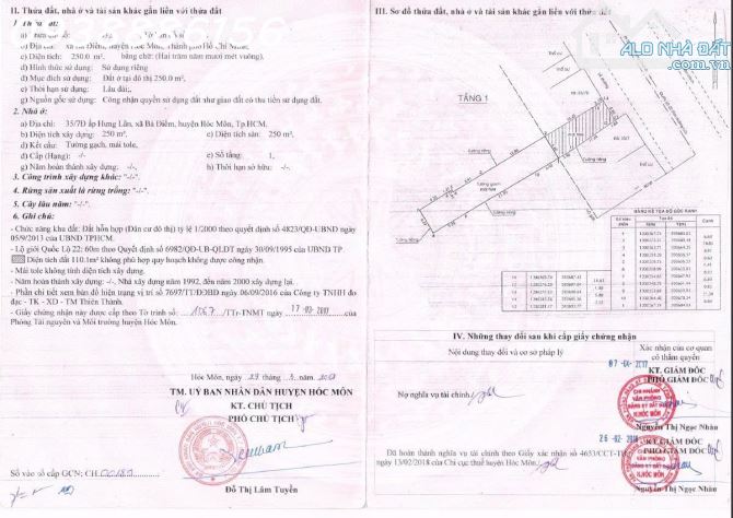 Bán nhà mặt tiền đường QL 22- Gần chợ Đầu Mối Nông Sản Hóc Môn. Diện tích 360 m2= Giá 26tỷ