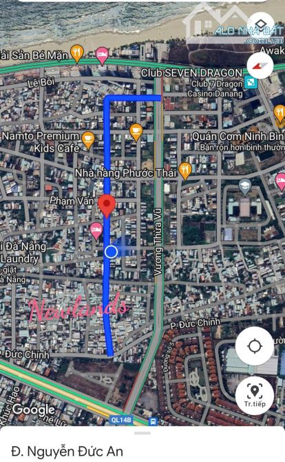 Bán đất đẹp 3 MT thông thoáng đường Nguyễn Đức An - gần biển Mân Thái