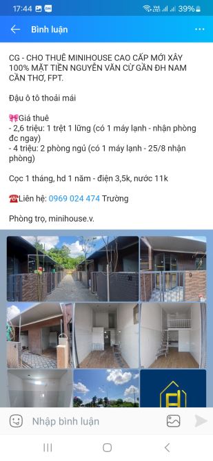Phòng trọ cao cấp mới 100% dành cho sinh viên FPT, Nam Cần Thơ - 1