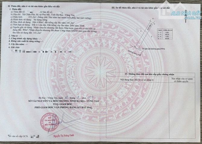 Bán lô đất 221m2 thổ cư gần bên UBND Châu Pha - 1