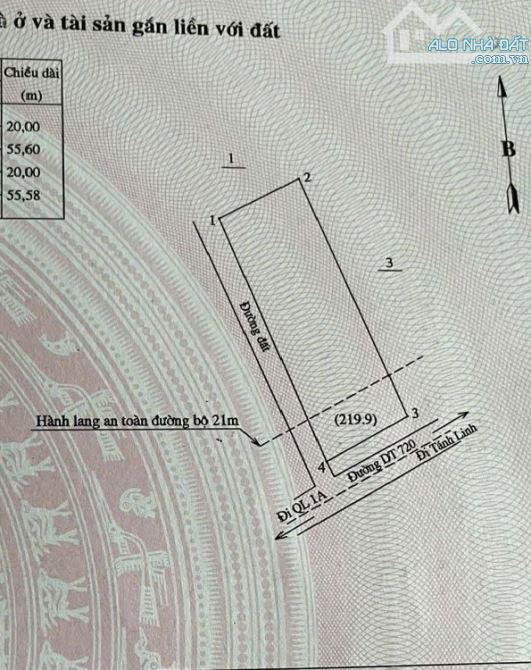 1.100m2 đẹp Vuông Vức, có Thổ Cư, 2 mặt tiền DT 720 cách nút giao cao tốc hơn 300m - 1