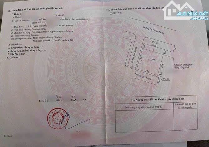 602. Bán lô góc siêu đẹp mặt đường đường Lê Hồng Phong phường Đằng Lâm quận Hải An Hải Phò - 1