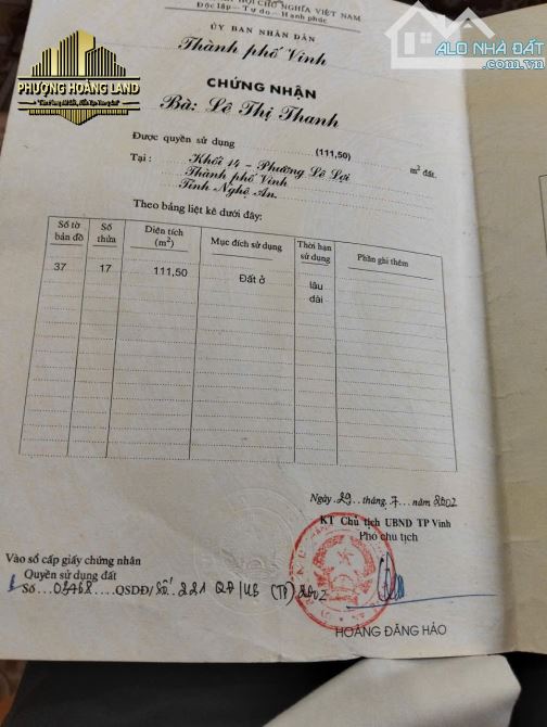 BÁN NHÀ C4 – PHƯỜNG THÀNH VINH - LÊ LỢI (Ngõ đường Trường Chinh) 111,5m2 Tây Nam - 2