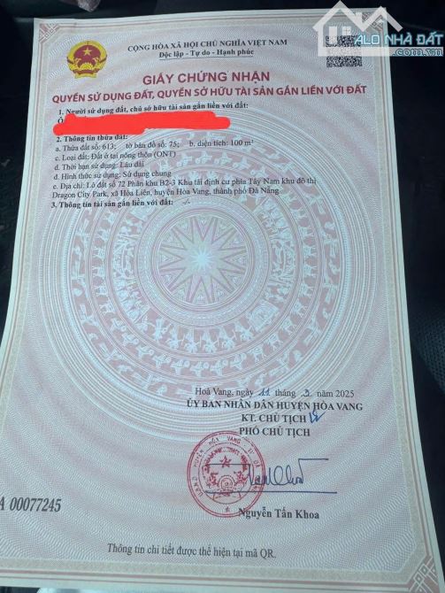 📌📌📌LÀM VIỆC TRỰC TIẾP GIÁ TỐT !!!bán đất hòa liên khu dragon - 2