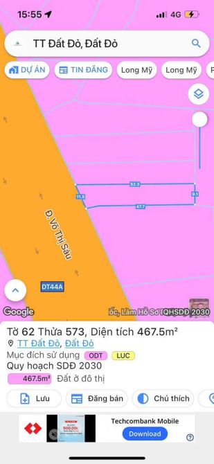 MẶT TIỀN TỈNH LỘ 44A -THỊ TRẤN ĐẤT ĐỎ-  VỀ BIỂN PHƯỚC HẢI  🌈DT 467.5m2 - 10x52m - 2