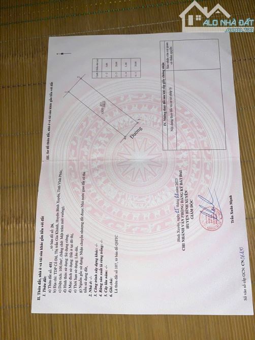 Bán 100m2 đất phân lô hướng tây nam TDP Cổ Độ, Gia Khánh, Bình Xuyên, Vĩnh Phúc - 3