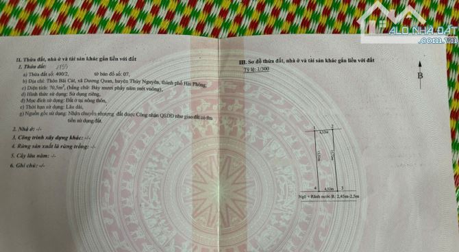 Bán lô đất đẹp 70,5m2 tại Bãi Cát – Dương Quan – Thủy Nguyên – Hải Phòng  Diện tích 70,5m² - 4