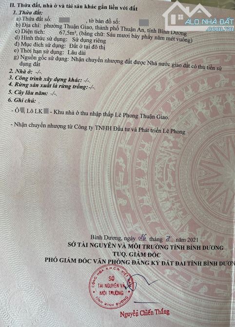 Bán 21 lô đất, đường Thuận An Hòa KDC Lê Phong Thuận Giao p. Thuận Giao gần chợ 185 - 6