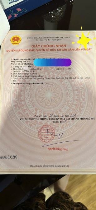 Bán 255m2 thổ cư Phước Hòa gần cảng Cái Mép
