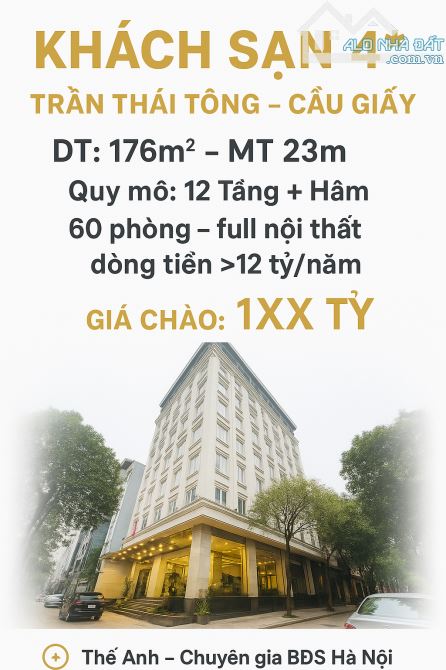 KS Trần Thái Tông 176m², MT 23m, 12 Tầng + Hầm - 188 Tỷ