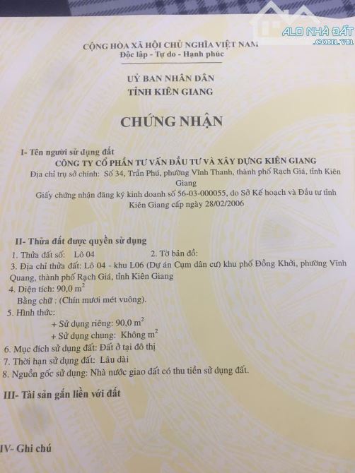 Bán đất Khu dân cư hẻm 90 Nguyễn Binh Khiêm, Phường Rạch Giá