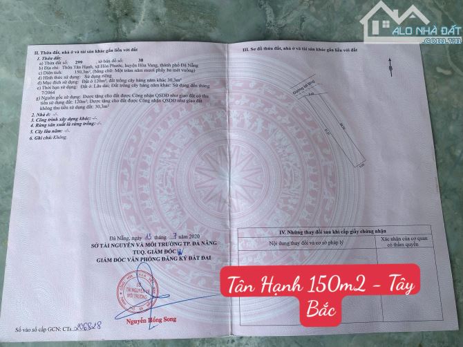 Chính chủ bán đất đường ô tô 4m Tân Hạnh - Hòa Phước - Hướng Tây Bắc