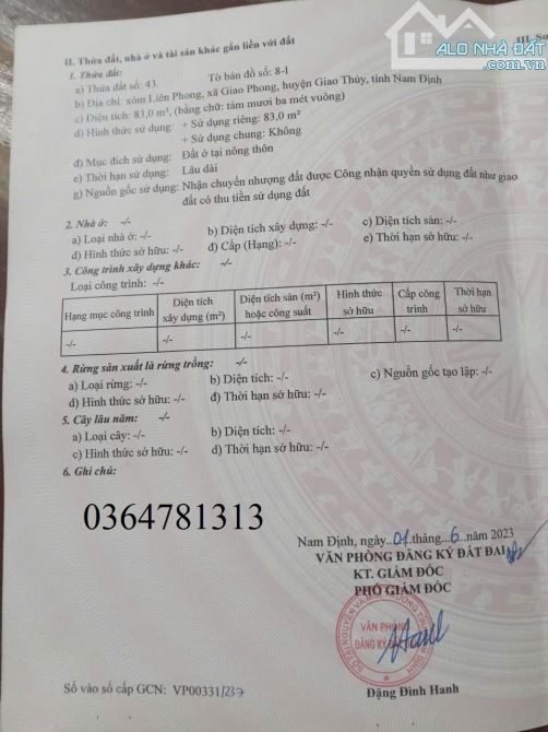 Bán lô đất đẹp bãi tắm Giao Phong Quất Lâm 83m2 MT5m ô tô kinh doanh view biển