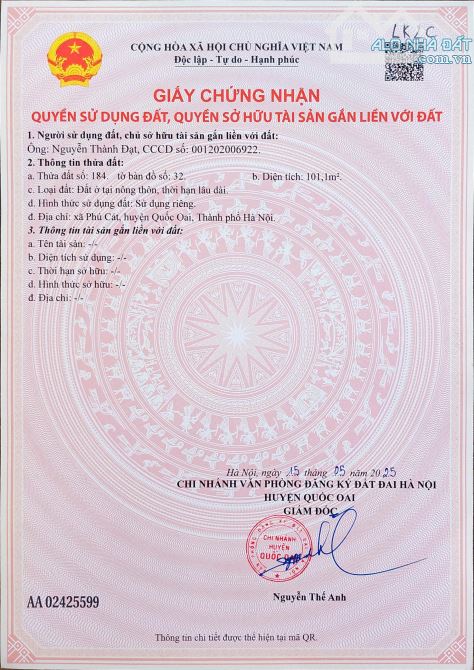 Về đất nền Láng Hòa Lạc 100m2 giá 2.45 tỷ – khu dân cư đông, tiềm năng sinh lời  Nguyễn