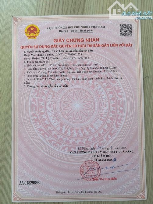 📌📌📌LÀM VIỆC TRỰC TIẾP GIÁ TỐT !!!bán lô đất hòa thọ tây quận cẩm lệ - 1