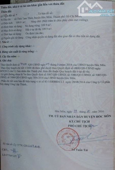Cần bán gấp miếng đất 109m2 ở Thới Tam Thôn - Hóc Môn giá 700 triệu. - 3