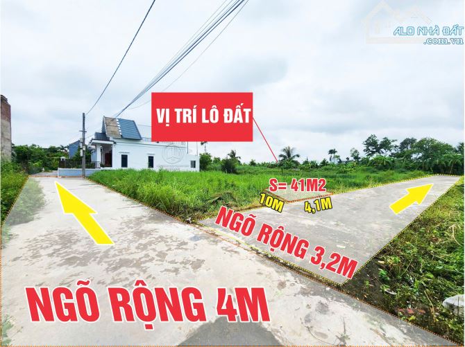 Spcc 👉Bán lô góc ngõ 38 Cát Vũ - Tràng Cát ✅Diện tích 41m2 Ngang 4.1m Dài 10m 👉Lô đất ng - 4