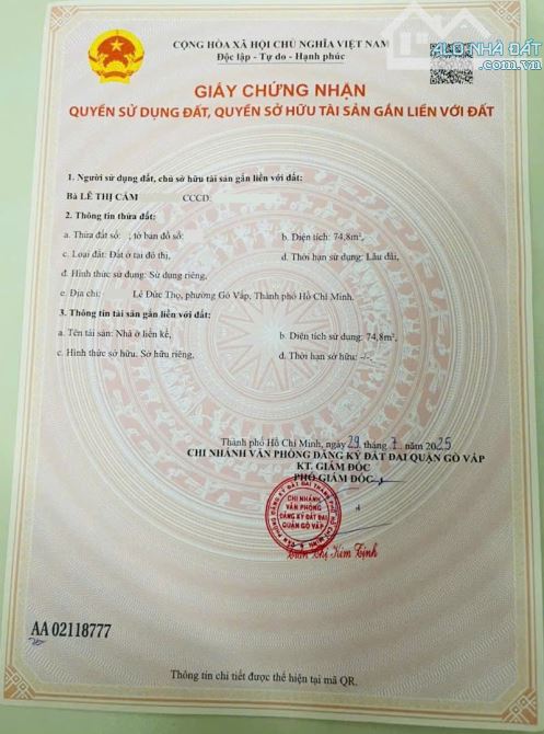 BÁN ĐẤT TẶNG NHÀ CẤP 4 ĐẸP - HẺM XE HƠI LÊ ĐỨC THỌ - GÒ VẤP - 4