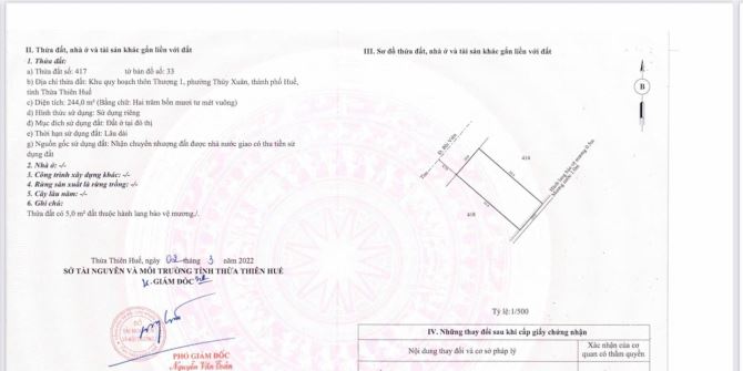 BÁN ĐẤT 244M2 MẶT TIỀN BÙI VIỆN, KQH CẦU LIM, PHƯỜNG THÙY XUÂN, TP HUẾ, CHỈ 20 TRIỆU/M2 - 4
