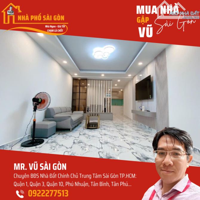Bán nhà 3 tầng Lê Văn Sỹ, Nguyễn Trọng Tuyển - 40m2 (ngang ~4m nở hậu) - hẻm thông, sát MT