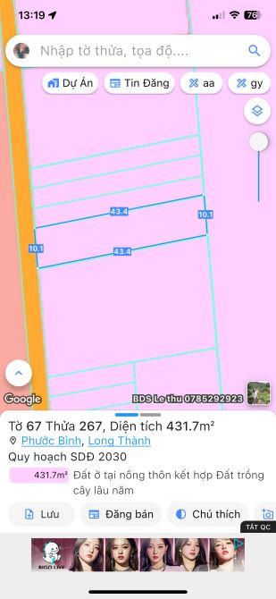 Bán lô đất ấp 3 phước bình đối diện gò dầu giá mềm